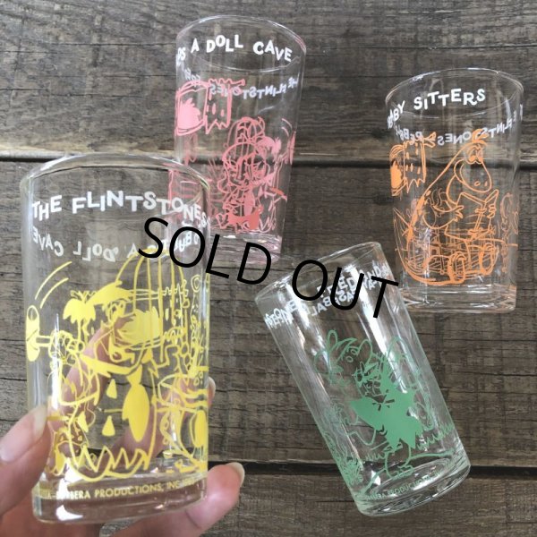 画像7: 60s Vintage The Flintstones Welch's Glass Pink (B044) (7)