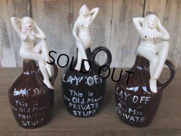 画像13: Vintage Japan Nude Naked Pin-up Girl Ceramic Decanter  Lay Off .. (B204) (13)