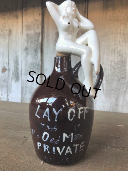 画像10: Vintage Japan Nude Naked Pin-up Girl Ceramic Decanter  Lay Off .. (B203) (10)