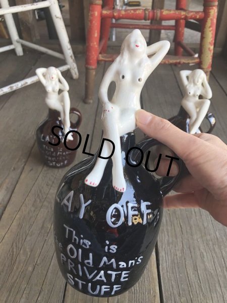 画像11: Vintage Japan Nude Naked Pin-up Girl Ceramic Decanter  Lay Off .. (B204) (11)