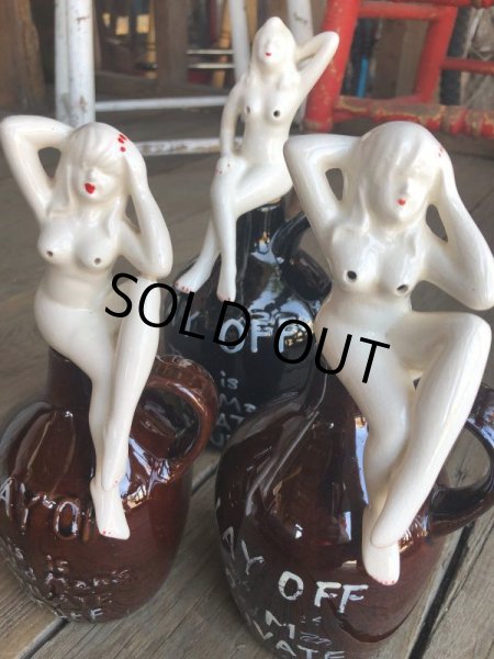 画像14: Vintage Japan Nude Naked Pin-up Girl Ceramic Decanter  Lay Off .. (B203) (14)