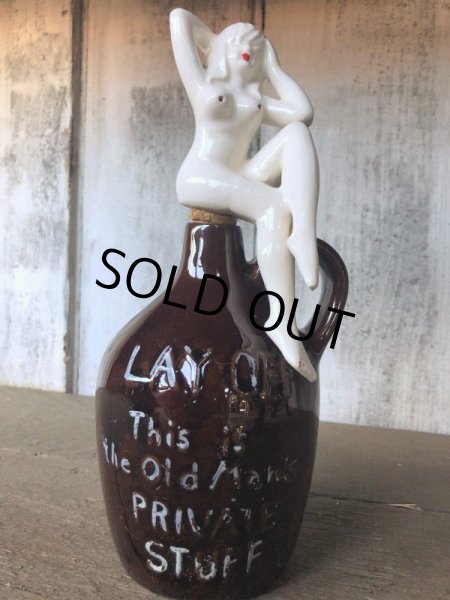 画像6: Vintage Japan Nude Naked Pin-up Girl Ceramic Decanter  Lay Off .. (B202) (6)