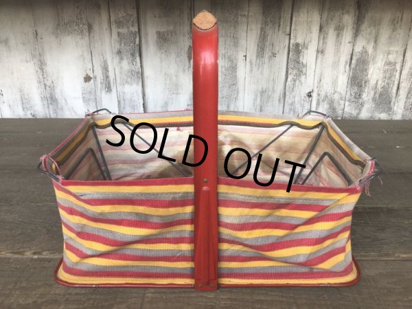 画像4: 40s Vintage Grocery Store Shopping Canvas Basket  (B219) (4)