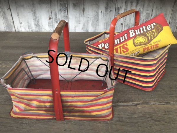 画像12: 40s Vintage Grocery Store Shopping Canvas Basket  (B219) (12)