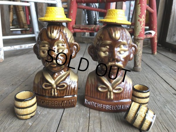 画像12: Vintage Drunk 4 Eyes Decanter Kwitcherbell Yankin w/shot glass SET (B223) (12)