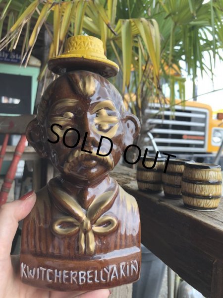 画像11: Vintage Drunk 4 Eyes Decanter Kwitcherbell Yankin w/shot glass SET (B223) (11)