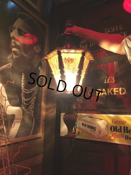 画像8: Vintage Wooden Amber Glass Hanging Swag Lamp (B274) (8)