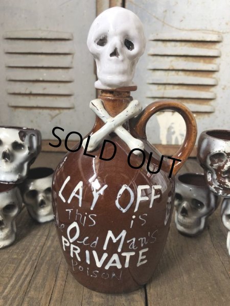 画像7: 50s Vintage JAPAN Skull Poison Bottle Decanter Shot Glass SET (B276) (7)