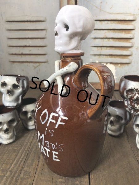 画像8: 50s Vintage JAPAN Skull Poison Bottle Decanter Shot Glass SET (B276) (8)