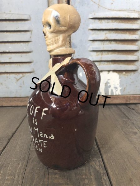 画像2: 50s Vintage JAPAN Skull Poison Bottle Decanter (B275) (2)