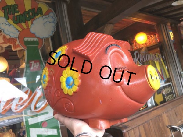 画像12: 70s Vintage Psychedelic Hippie Pig Piggy Bank BIG SIZE (B352) (12)