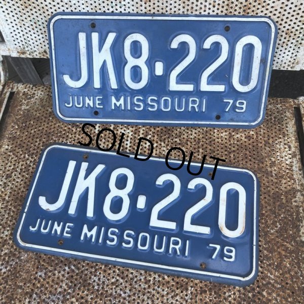 画像1: 70s Vintage License Plates JK8-220 SET (B533)  (1)