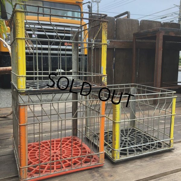 画像9: Vintage Wire Metal Milk Crate HOME JUICE MP72 (B520)  (9)