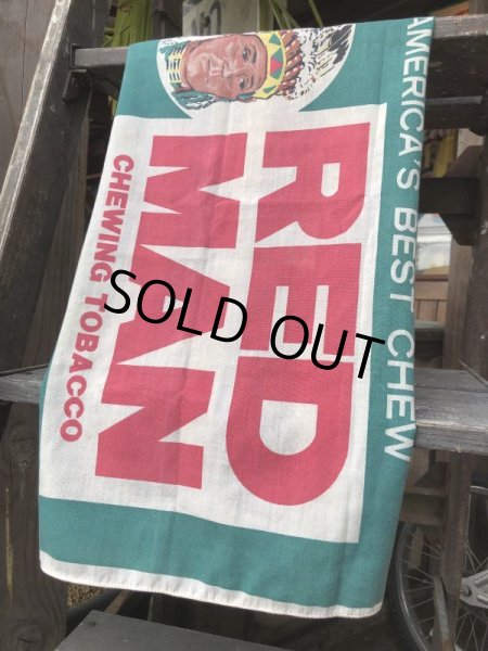 画像13: Vintage Red Man Chewing Tobacco Cloth Banner Sign (B522)  (13)