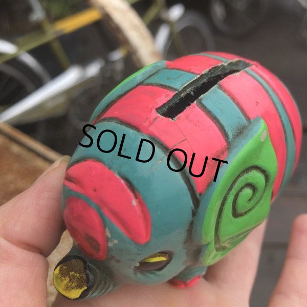 画像7: Vintage Hippie Psychedelic Ceramic Bank Elephant (B539) (7)