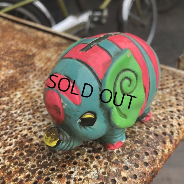 画像4: Vintage Hippie Psychedelic Ceramic Bank Elephant (B539) (4)