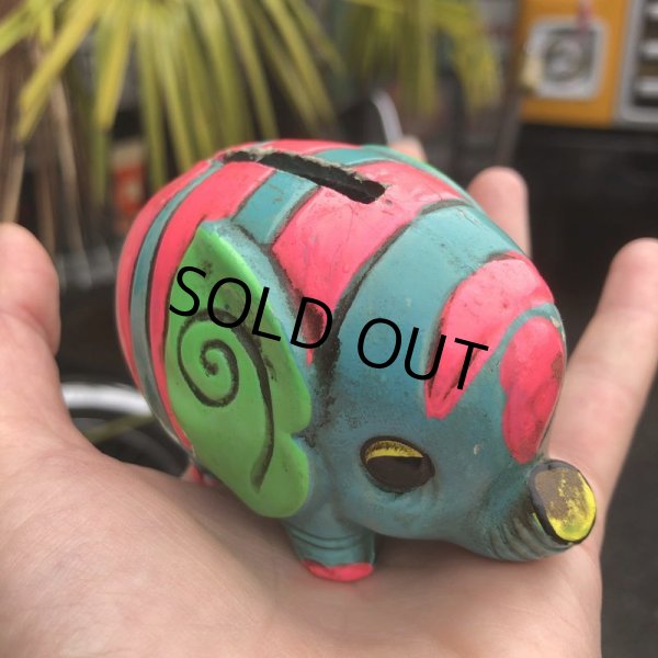 画像8: Vintage Hippie Psychedelic Ceramic Bank Elephant (B539) (8)