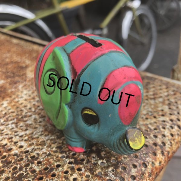 画像3: Vintage Hippie Psychedelic Ceramic Bank Elephant (B539) (3)