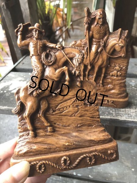 画像10: Vintage Western Cowboy & Indian Bookends (B548) (10)