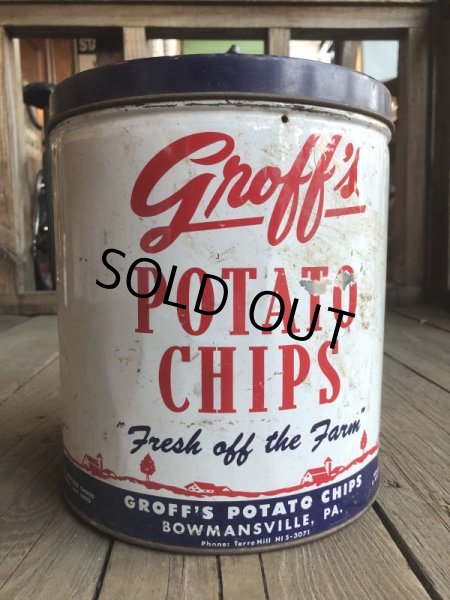 画像3: Vintage GROFF'S Potato Chips Tin Can (B640) (3)