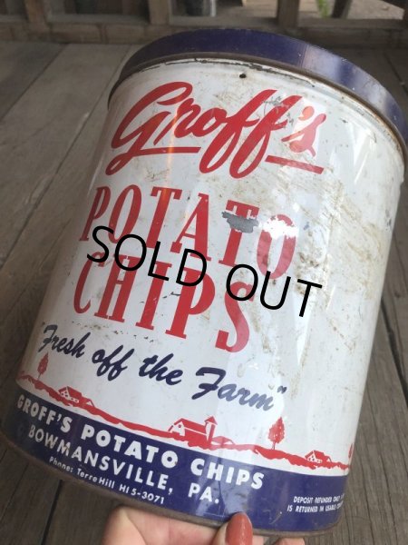 画像7: Vintage GROFF'S Potato Chips Tin Can (B640) (7)