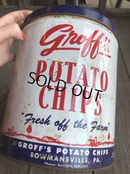 画像8: Vintage GROFF'S Potato Chips Tin Can (B640) (8)