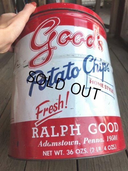 画像10: Vintage RALPH GOOD Potato Chips Tin Can (B639) (10)