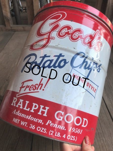 画像9: Vintage RALPH GOOD Potato Chips Tin Can (B639) (9)