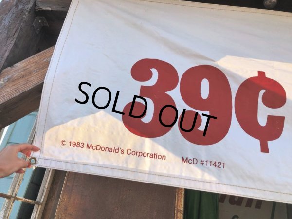 画像12: 80s Vintage Original McDonald's Hamburgers & Cheeseburgers Banner Sign (B641)  (12)