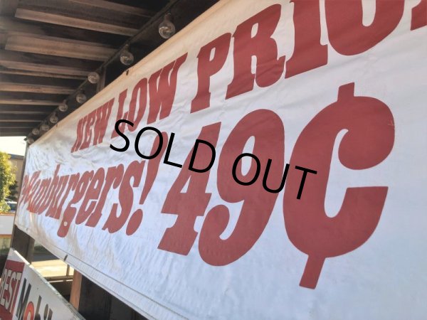 画像8: 80s Vintage Original McDonald's Hamburgers & Cheeseburgers Banner Sign (B641)  (8)