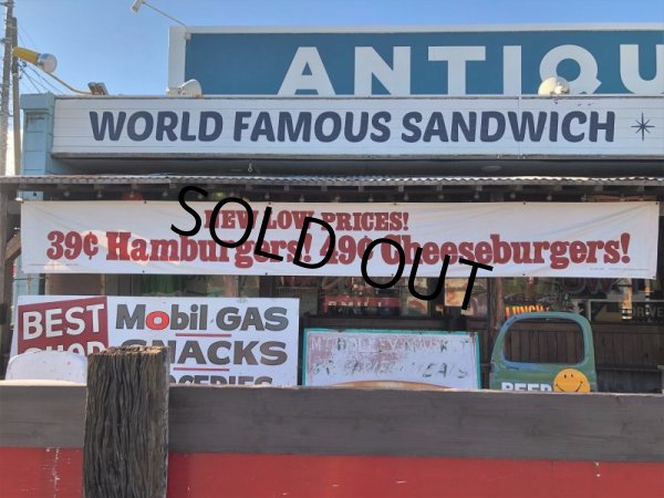 画像10: 80s Vintage Original McDonald's Hamburgers & Cheeseburgers Banner Sign (B641)  (10)