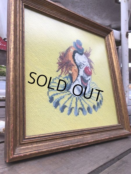 画像4: Vintage Clown cross-stitch W/Frame (B646) (4)