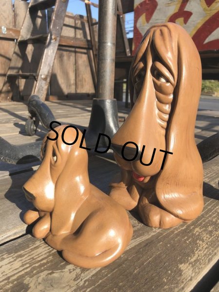 画像4: 70s Vintage Sad Big Eyes Basset Hound Dogs Ceramic Figurines (B662)  (4)