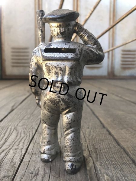画像3: Antique Original Hubley Cast Iron Saluting Sailor Bank  (B703) (3)