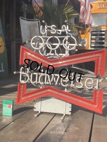 画像1: Vintage Budweiser LA Olympic x Bowtie Store Display Neon Sign (B722) (1)