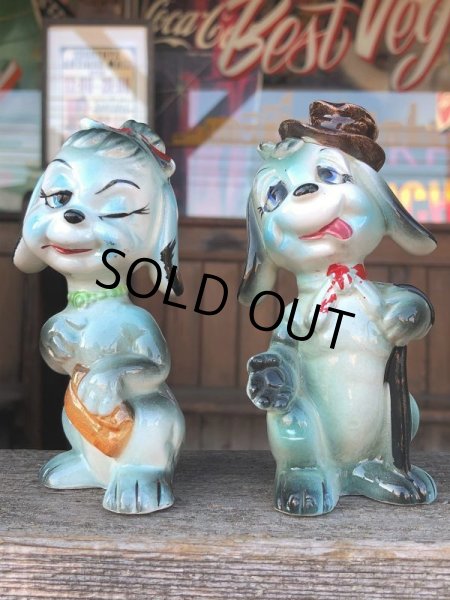 画像2: Vintage Drunken Dogs Salt & Pepper Shakers (B735) (2)