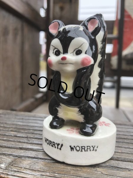画像7: Vintage 50s JAPAN Ceramic Message Doll WORRY!WORRY! (B740) (7)