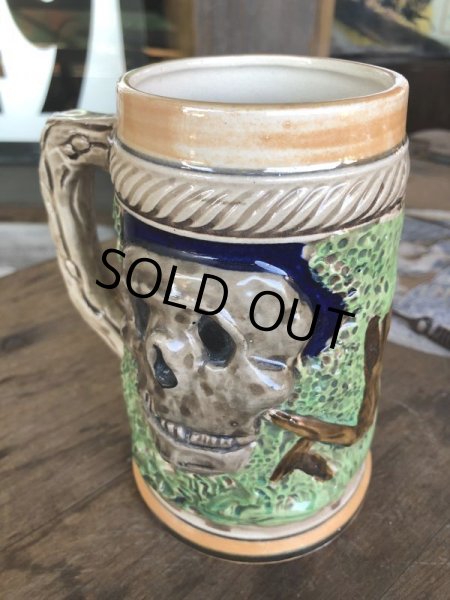 画像6: 60s Vintage Six Flags Over Texas Skull Ceramic Stein Jug (B753) (6)