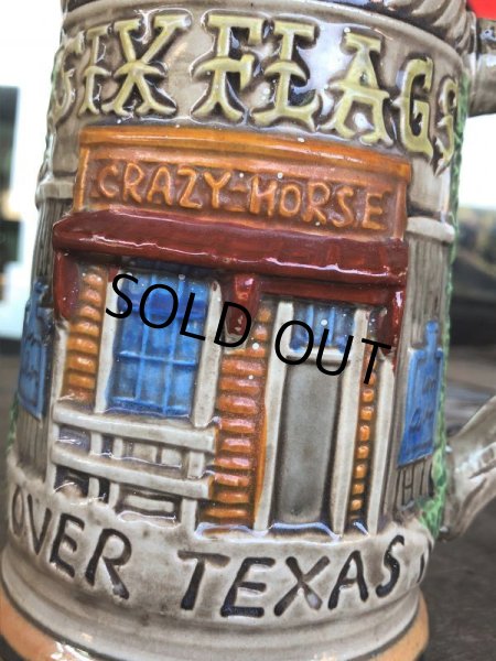 画像12: 60s Vintage Six Flags Over Texas Skull Ceramic Stein Jug (B753) (12)
