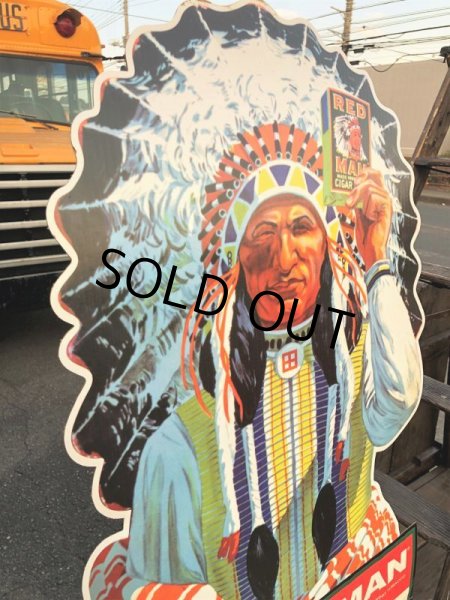 画像11: 【店舗引き取り限定】Vintage Red Man Chewing Tobacco Store Display Cardboard Sign (B754)  (11)