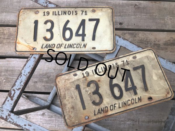 画像1: 70s Vintage American License Number Plate 1971 13 647 (B811)  (1)