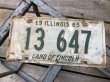 画像1: 60s Vintage American License Number Plate 1965 13 647 (B809)  (1)