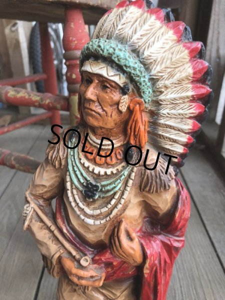 画像11: 70s Vintage Native American Indian Statue 40cm (B824) (11)