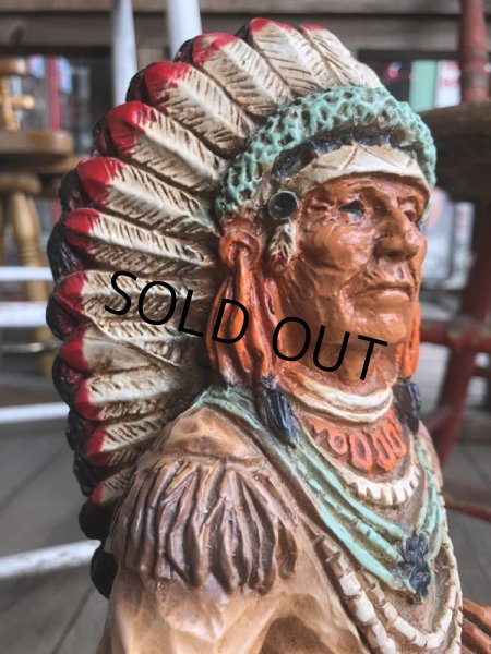 画像12: 70s Vintage Native American Indian Statue 40cm (B824) (12)