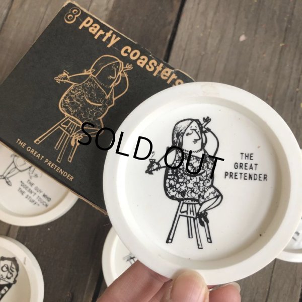 画像12: Vintage WEIRD Drunk People 8 Party Coasters (B863) (12)