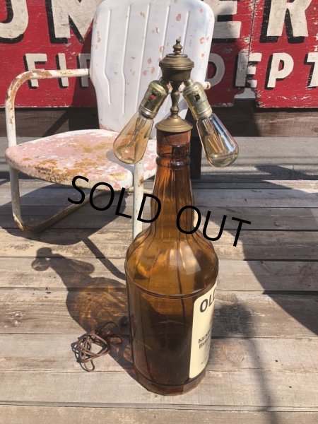 画像14: Vintage OLD CROW Whiskey Advertising Huge Glass Bottle Lamp 80cm Hard to Find! (B898) (14)