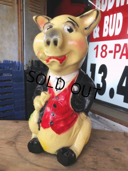 画像1: Vintage Chalkware Carnival Prize Piggy Pig Bank (B900) (1)