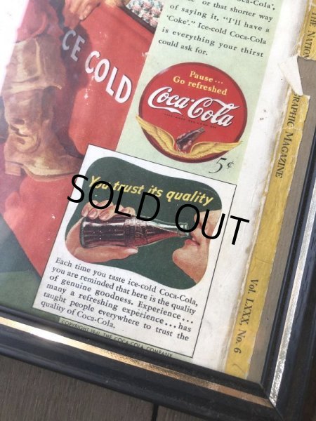 画像2: 40s Vintage Coca-Cola Advertising W/Frame (B927) (2)