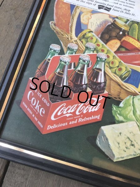 画像2: 50s Vintage Coca-Cola Advertising W/Frame (B935) (2)