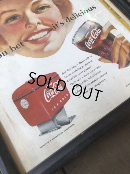画像3: 50s Vintage Coca-Cola Advertising W/Frame (B939) (3)